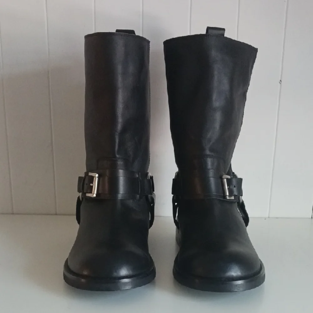 Topshop Black Leather Moto New Boots. - Picture 1 of 7